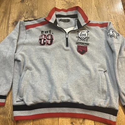 Sudadera Coogi Racers 1/4 Cremallera XXL Gris Pullover, Vintage Y2K Foto 1 de 4