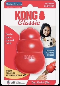 KONG Classic Medium Treat Stuffable Durable Dog Fetch & Chew Toy - Picture 1 of 1