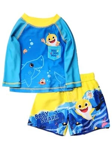 Infant & Toddler Boys Blue Baby Shark Rash Guard & Swim Trunks Set 18 Months - Picture 1 of 1
