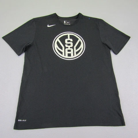 San Antonio Spurs Shirt Mens XL Black Nike Dri Fit NBA Basketball Short Sleeve Cover