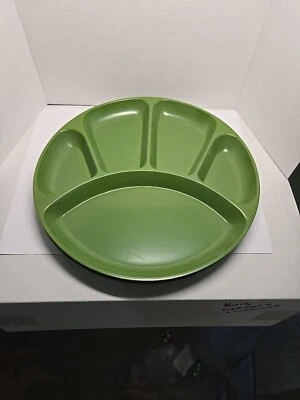 MCM Set Of 2 Plastic Melamine Fondue Sushi Mustard Green Japan Divided Vintage - Image 1 of 4