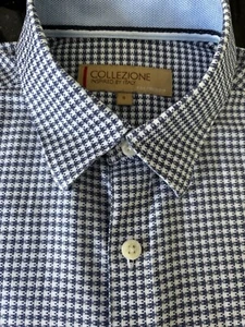 M&S COLLEZIONE ..Inspired by Italy .Men's Navy /White Check Tailored Fit Shirt S - Picture 1 of 7