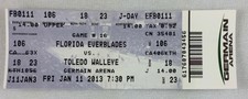 ECHL 2013 01/11 Toledo Walleye at Florida Everblades Hockey Full Ticket