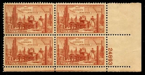 GADSDEN PURCHASE PIONEERS MAP OF PURCHASE 1953 US #1028 MVF 3c STAMP PLATE BLOCK - Picture 1 of 2