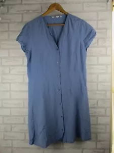 Uniqlo womens shirt dress a-line blue button front v-neck XL - Picture 1 of 11
