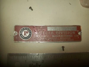 Model/Name Plat & Mounting Brads From 12" Delta Rockwell Wood Lathe #1460 - Picture 1 of 4