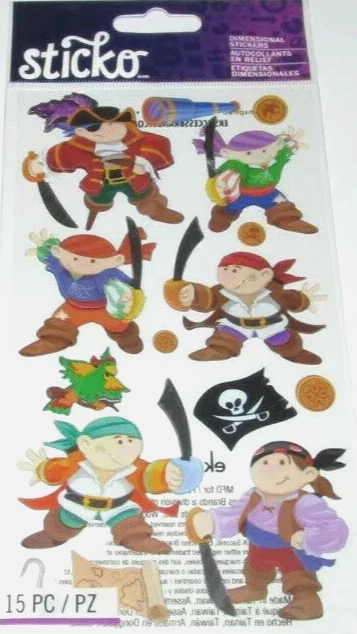 Pegatinas Piratas Mapa del Tesoro Espada Calavera Huesos Cruzados Jolly Roger Sticko Foto 1 de 1