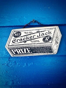 Cracker Jack Box Antique Black and White Advertising Wood Sign - American Made - Picture 1 of 2