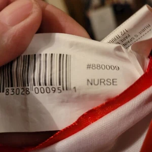 Red And White Girls Nursing Uniform. With Nursing Cap.   Cute Outfit. Size Small - Picture 1 of 12