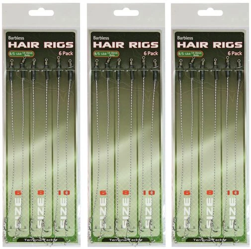 Carp Fishing Hair Rigs X 18 Rigs Barbless Size 6 8 10 Pike Carp Tackle Hooks - Image 1 of 4