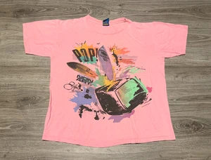 Tabla de surf tostadora vintage años 80 OP Ocean Pacific ¡Pop! Camiseta Art Pink Grande EE. UU. - Imagen 1 de 7