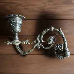 Vintage Brass Swing Arm Hinged Piano Candelabra Candle Holder Wall Sconce - Picture 1 of 8