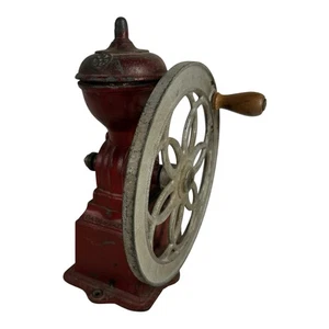 Antique Cast Iron MJF Patentado Red Coffee Mill Grinder - Working - Picture 1 of 12