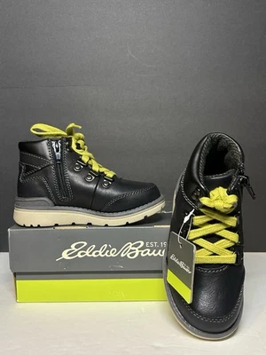 Eddie Bauer Niños Botas Niños Talla 9 Negro Zapatos Encaje Juvenil Parte Superior Alta 🔥 Nuevas en Caja Foto 1 de 4