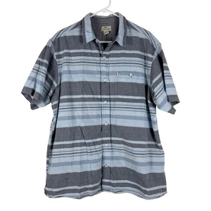 Bob Timberlake Herren XL blau grau gestreift Kurzarm Hemd mit Knopfleiste - Bild 1 von 7