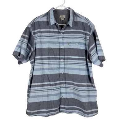 Camisa Bob Timberlake Para Hombre XL Azul Gris Rayas Manga Corta Abotonada Foto 1 de 4