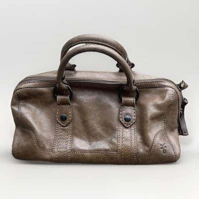 Bolso de Mano Frye Melissa Cuero Mediano Marrón Silenciado Cartera de Hombro Excelente Forma Foto 1 de 4