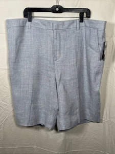 Lauren Ralph Lauren Women's Blue Linen Knit Lined Bermuda Shorts Plus Size 18W - Picture 1 of 8