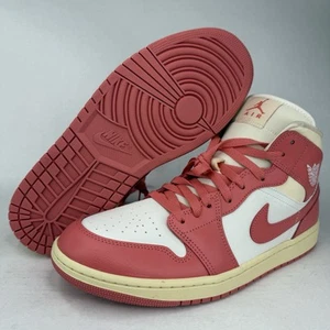 Jordan 1 Mid Sail/Pink Salt BQ6472 Women 12.5 Size Sneakers - Picture 1 of 16