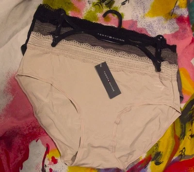 3 BRAGAS HIPSTER NUEVAS TOMMY HILFIGER RLF632 714 MICROFIBRA ENCAJE CINTURA L Foto 1 de 2