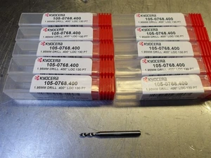 10 NEW! Kyocera 1.95mm Carbide Drill 1/8"SHK 1-1/2"OAL 105-0768.400 - Picture 1 of 4