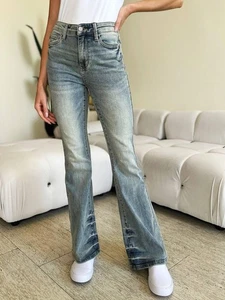 Judy Blue Full Size Mid Rise Flare Jeans - Picture 1 of 10