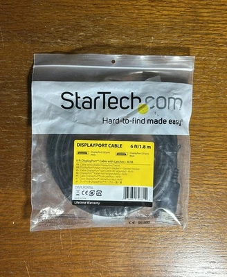 Displayport Cable DP Male to Male Cord 4K HD w/ Latches 6ft/1.8m StarTech - Image 1 of 4