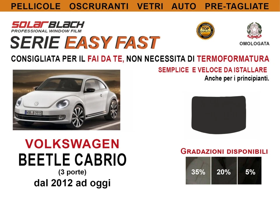 Pellicole Oscuranti Vetri Pre Tagliate VW Beetle Cab 3p 2012... solo lunotto EF - Imagen 1 de 1