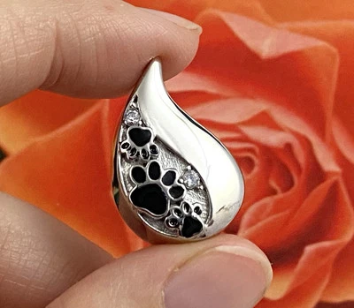 Ювелирная подвеска урна для кремации домашних животных держит прах лапы принт собака кошка капля потеря - Изображение 1 из 4