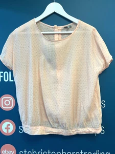 Oliver Bonas Peach Viscose Mesh T Top Size UK 8 Ladies Fashion Preloved - Picture 1 of 6