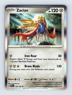 Zacian SV04: Paradox Rift Holo Rare 136/182 NM/LP Pokemon Cards - Image 1 of 2