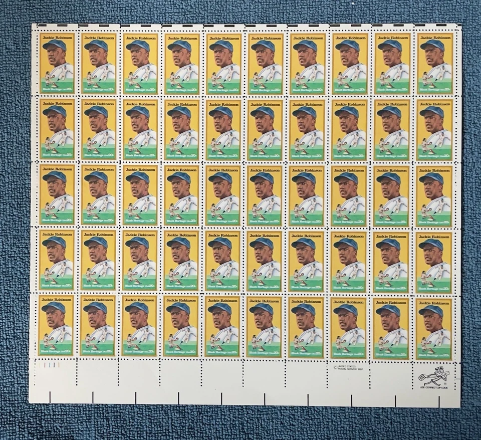 Scott #2016, 20c Jackie Robinson, Mint sheet/50, LL #11111, MNH (R11-31) - Image 1 of 1