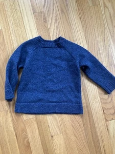 100% Merino Wool Truly Charis Rox unisex kids 4/5/6 Knit sweater Blue Melange - Picture 1 of 3