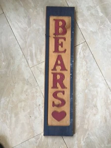Solid Carved Wood Bear Heart Love Wall Decor - Picture 1 of 6