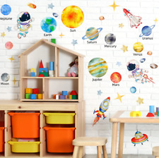 Solar System Kids Wall Stickers, Astronaut Stars Decals, Decor for Boy Girl Room