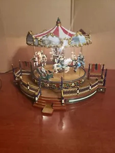 Mr Christmas Premium Gold Label Merry Go Round Red Top Carousel TESTED WORKING - Picture 1 of 9