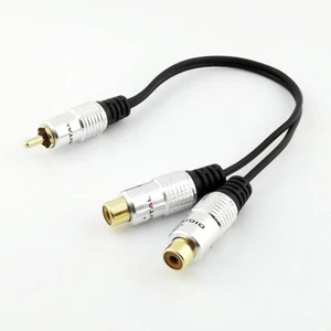 RCA Phono Male to 2 RCA Female Jack Y Splitter Audio Video AV Adapter Cable - Picture 1 of 3