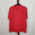Rec Tech size L men's polo shirt solid red diamond collared buttons short sleeve
