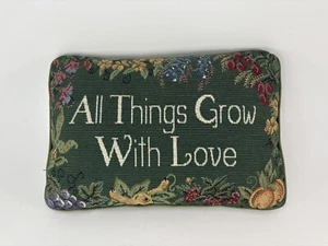 Vintage Tapestry Throw Pillow Decorative Cushion All Things Grow With Love Green - Picture 1 of 7