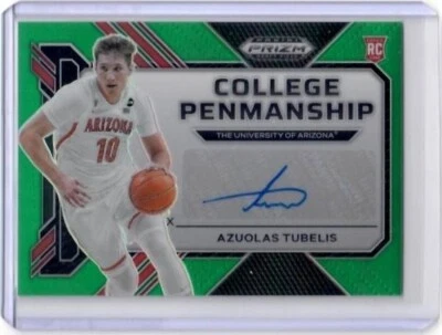 2023-24 Prizm Draft Azuolas Tubelis College Penmanship Green Prizm Auto Card - Image 1 of 2