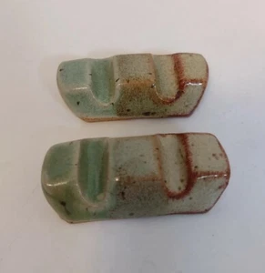 Keramik Essstäbchenauflagen handgefertigt Paar glasierte Ton Essstäbchen nicht inbegriffen - Bild 1 von 3