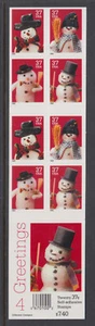 US #3687b Snowmen 37c Complete DS Booklet of 20 Mint Never Hinged - Picture 1 of 2