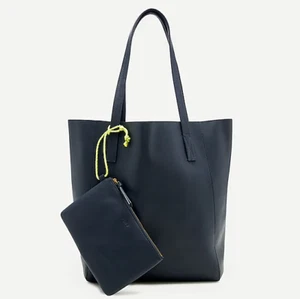 NWT J. Crew Women's Leather "The Carryall Tote" - Navy - Picture 1 of 4