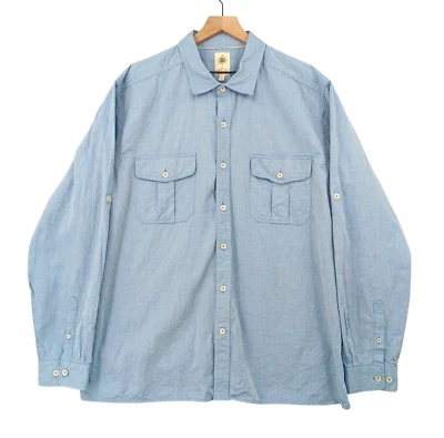 Territory Ahead Shirt Mens XXL Blue Herringbone Cotton Roll Tab Pockets Outdoors - Image 1 of 4