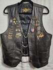 Universal Rider Black Leather Vest With23 Pins SizeS American Eagle / Flag Biker