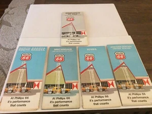 5 MAPAS VINTAGE PHILLIPS 66 MICHIGAN IOWA NORTE SUR DAKOTA MINNEAPOLIS - Imagen 1 de 9
