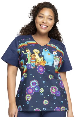 Sesame Street Cherokee Scrubs Tooniforms V Neck Top TF639 SWCG - Image 1 of 4