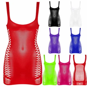 Women Lingerie Fishnet Bodysuit Sexy Mesh Chemise Babydoll Hollow Out Mini AU - Picture 1 of 66