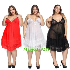 Plus Size Women Lingerie Lace Night Dress See Through Sleepwear For Ladies Gifts - Picture 1 of 16