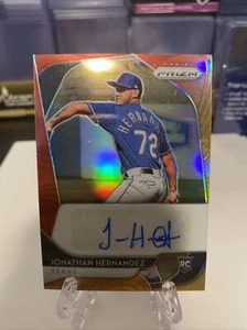 Jonathan Hernandez 2020 Panini Prizm Red Orange Hot Box AUTO RC /25 RANGERS - Picture 1 of 4